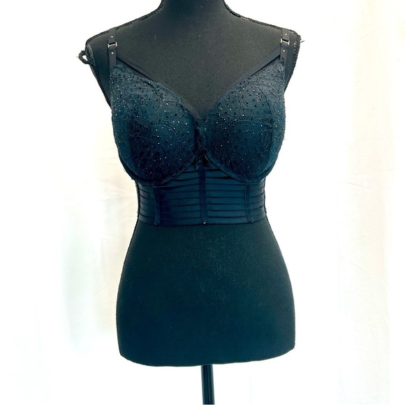 La Senza beyond sexy classic plunge black lace rhinestone Corset bustier bra top - Picture 9 of 9